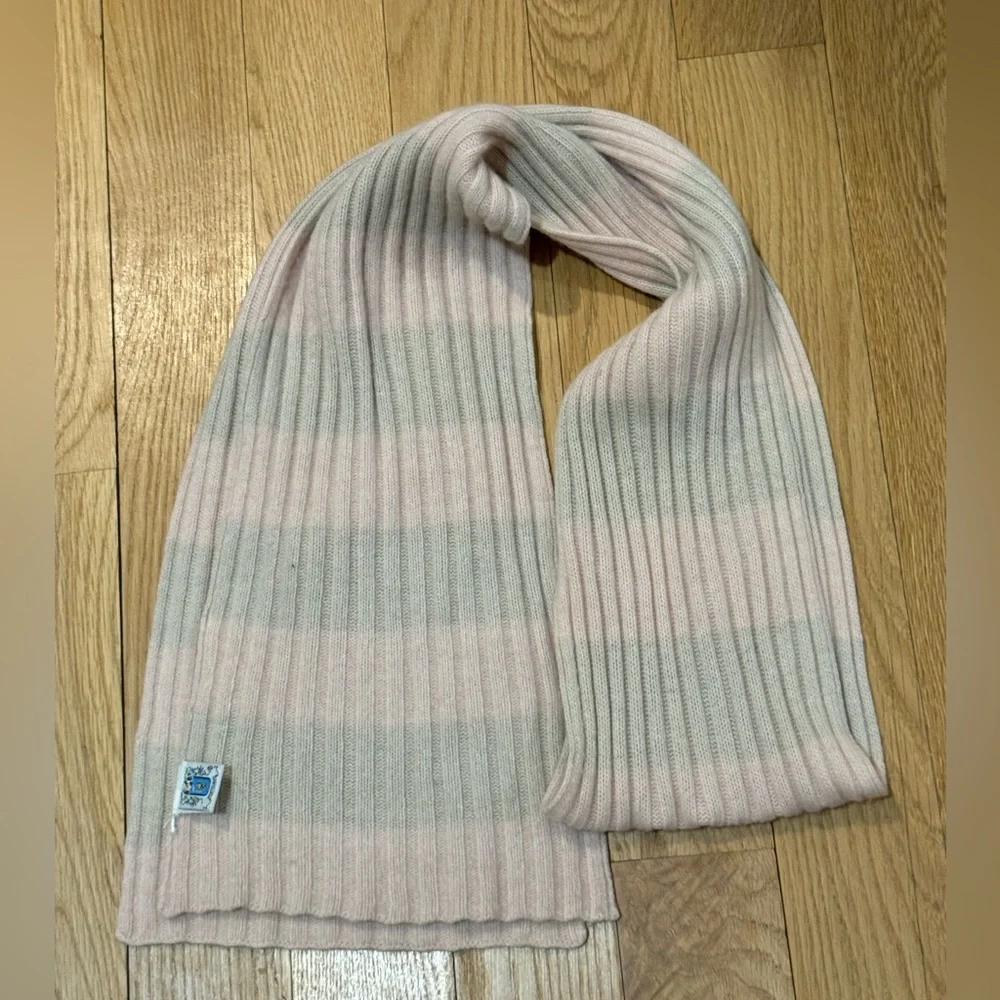 Cashmere Portolano Ribbed Stripe Long Scarf